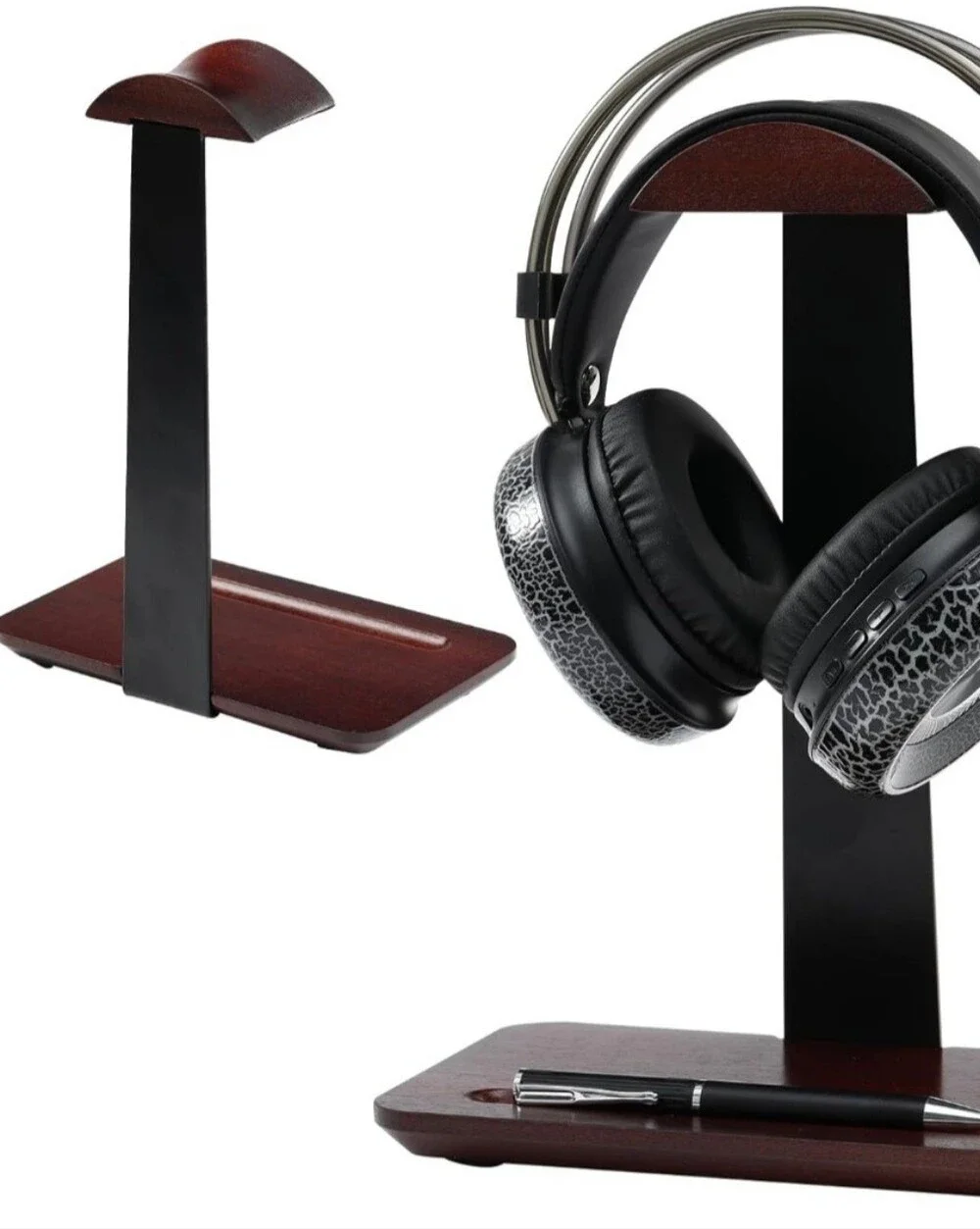 Walnut Headphone Stand, Wood Headset Stand for Desk, Universal Headphone Holder